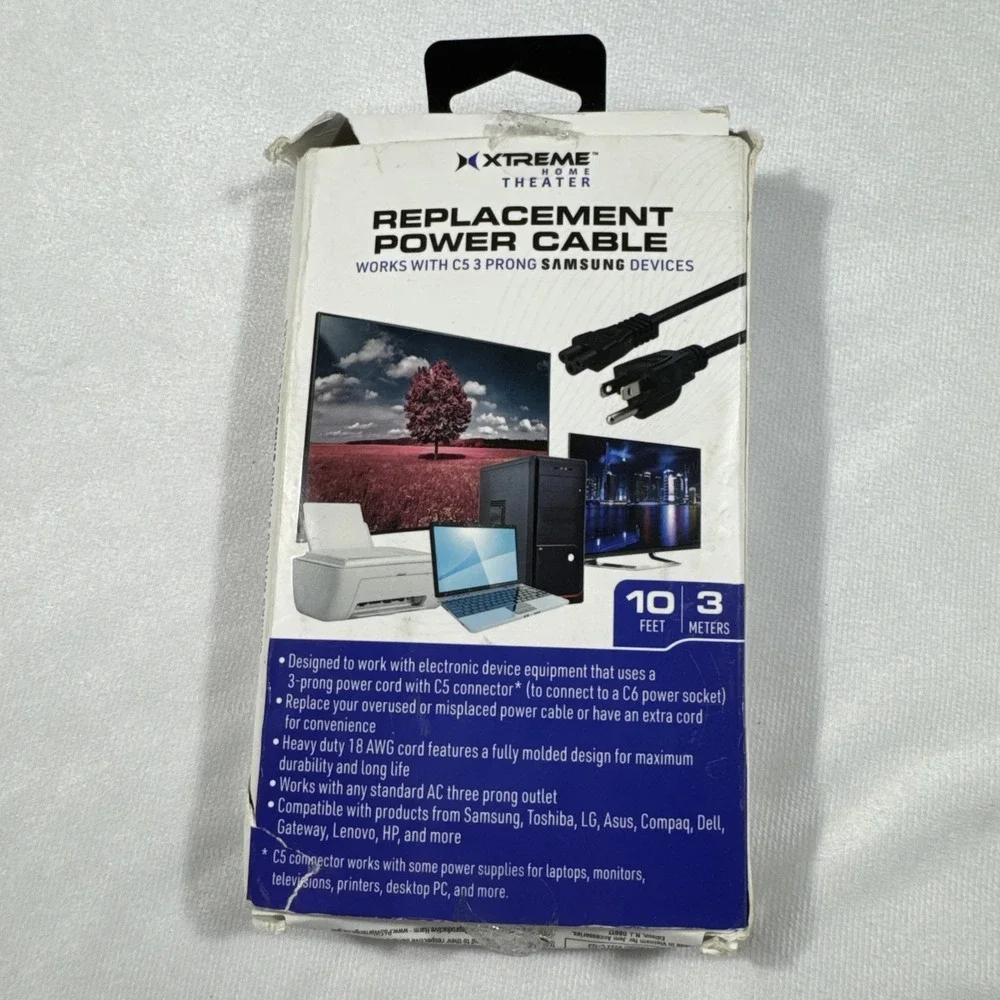 Xtreme Home Theater Replacement‎ Power Cable Black 10 FT Open Box